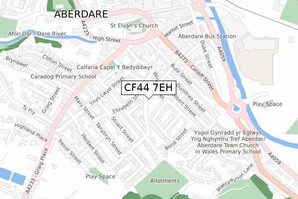 CF44 7EH map - large scale - OS Open Zoomstack (Ordnance Survey)