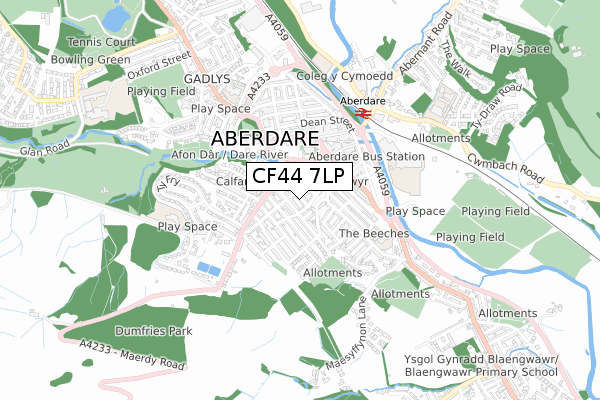 CF44 7LP map - small scale - OS Open Zoomstack (Ordnance Survey)