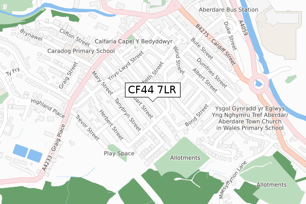 CF44 7LR map - large scale - OS Open Zoomstack (Ordnance Survey)