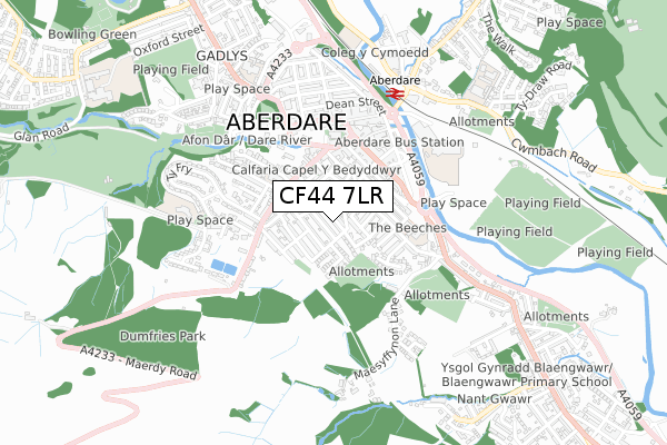 CF44 7LR map - small scale - OS Open Zoomstack (Ordnance Survey)