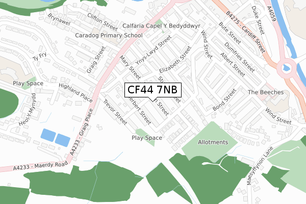 CF44 7NB map - large scale - OS Open Zoomstack (Ordnance Survey)