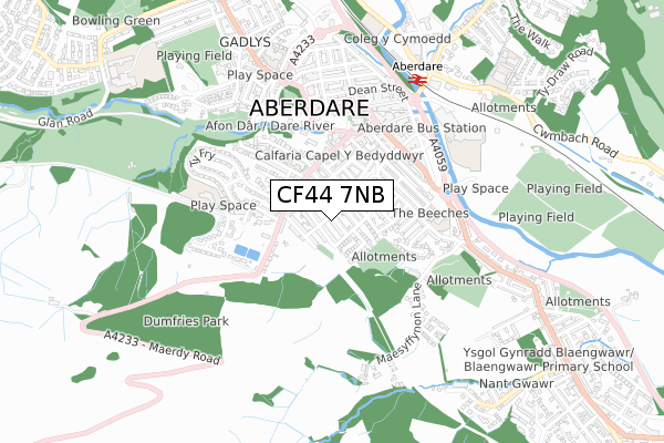 CF44 7NB map - small scale - OS Open Zoomstack (Ordnance Survey)