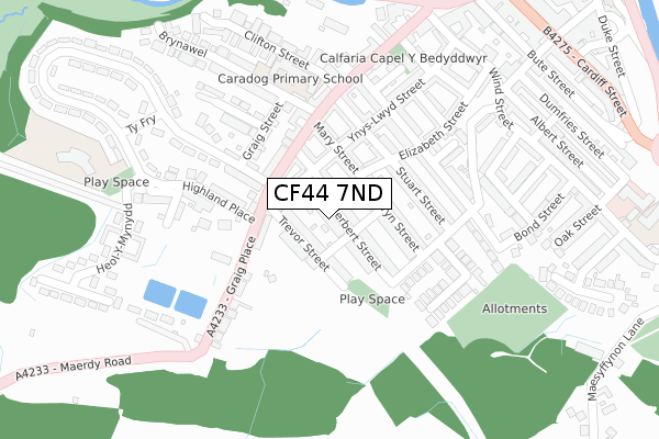 CF44 7ND map - large scale - OS Open Zoomstack (Ordnance Survey)