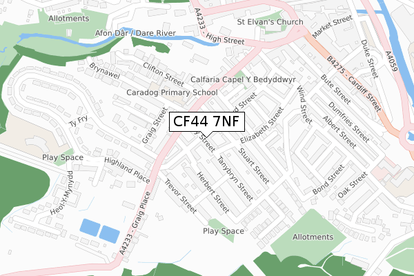 CF44 7NF map - large scale - OS Open Zoomstack (Ordnance Survey)