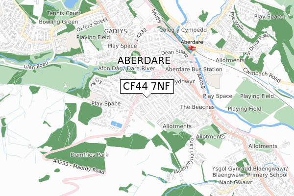 CF44 7NF map - small scale - OS Open Zoomstack (Ordnance Survey)