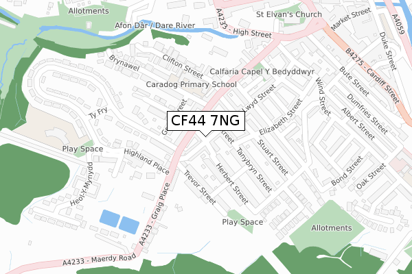 CF44 7NG map - large scale - OS Open Zoomstack (Ordnance Survey)