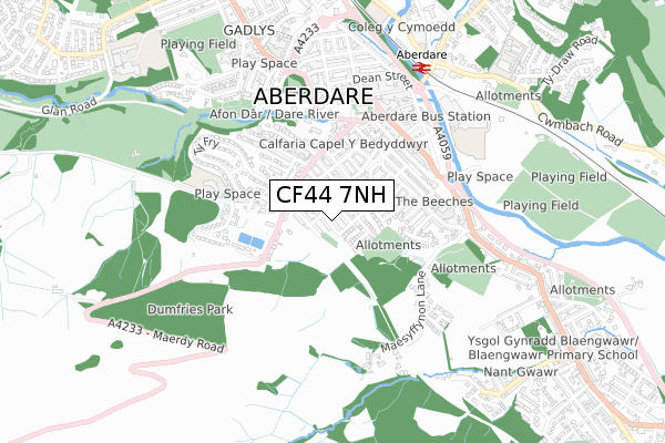 CF44 7NH map - small scale - OS Open Zoomstack (Ordnance Survey)