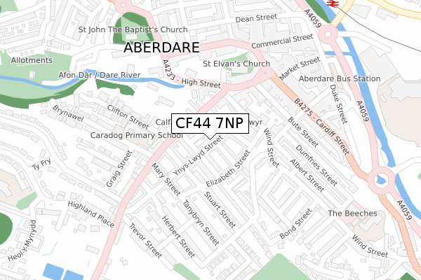 CF44 7NP map - large scale - OS Open Zoomstack (Ordnance Survey)