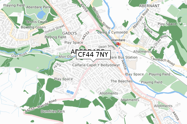 CF44 7NY map - small scale - OS Open Zoomstack (Ordnance Survey)