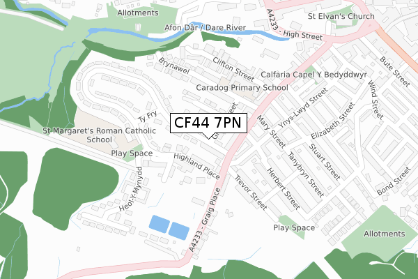 CF44 7PN map - large scale - OS Open Zoomstack (Ordnance Survey)