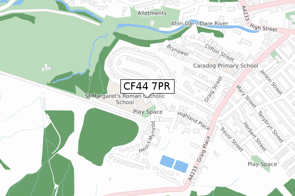 CF44 7PR map - large scale - OS Open Zoomstack (Ordnance Survey)