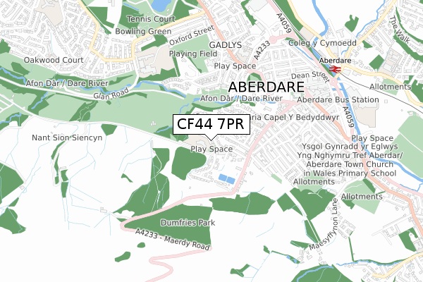 CF44 7PR map - small scale - OS Open Zoomstack (Ordnance Survey)