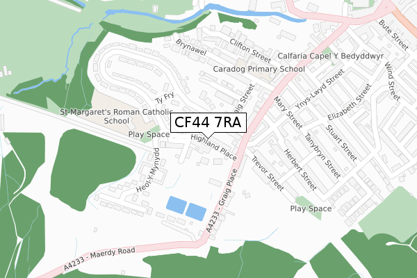 CF44 7RA map - large scale - OS Open Zoomstack (Ordnance Survey)