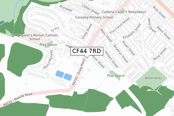 CF44 7RD map - large scale - OS Open Zoomstack (Ordnance Survey)