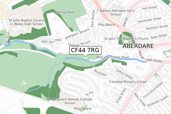 CF44 7RG map - large scale - OS Open Zoomstack (Ordnance Survey)