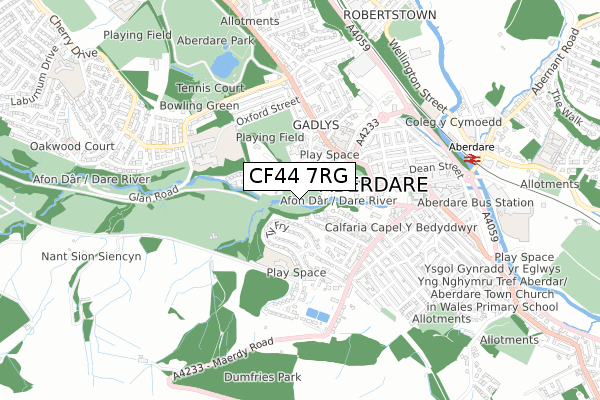 CF44 7RG map - small scale - OS Open Zoomstack (Ordnance Survey)