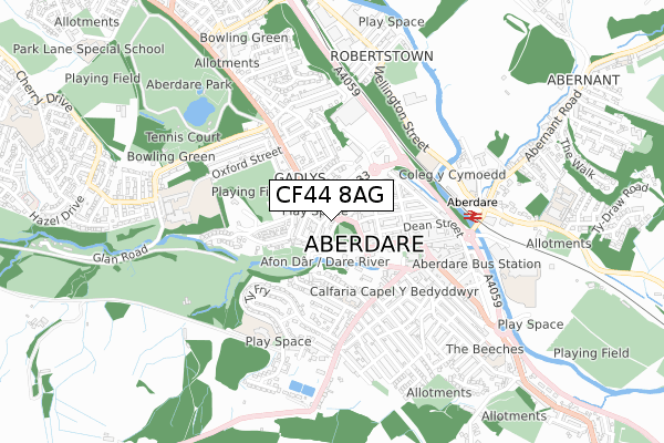 CF44 8AG map - small scale - OS Open Zoomstack (Ordnance Survey)