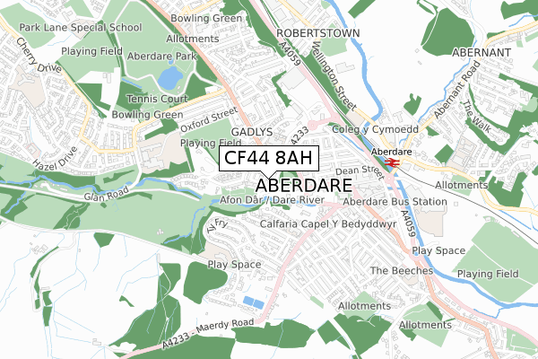 CF44 8AH map - small scale - OS Open Zoomstack (Ordnance Survey)