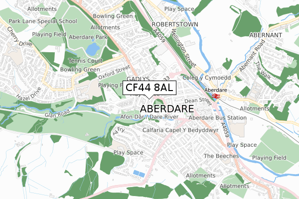 CF44 8AL map - small scale - OS Open Zoomstack (Ordnance Survey)