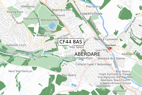 CF44 8AS map - small scale - OS Open Zoomstack (Ordnance Survey)