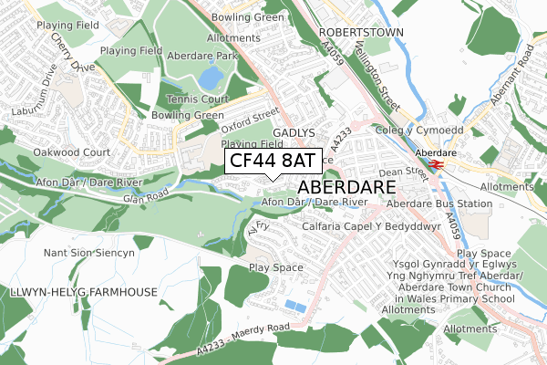 CF44 8AT map - small scale - OS Open Zoomstack (Ordnance Survey)