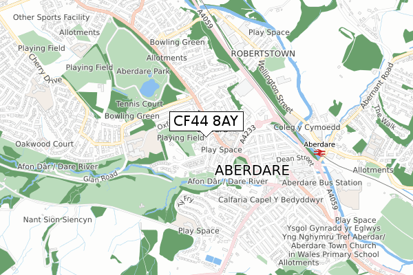 CF44 8AY map - small scale - OS Open Zoomstack (Ordnance Survey)