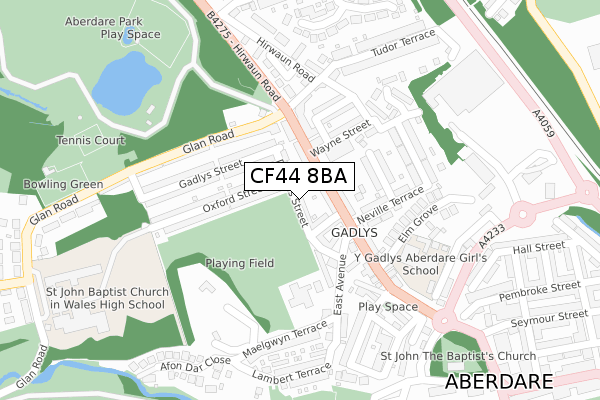 CF44 8BA map - large scale - OS Open Zoomstack (Ordnance Survey)