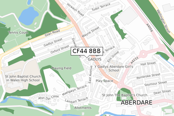 CF44 8BB map - large scale - OS Open Zoomstack (Ordnance Survey)