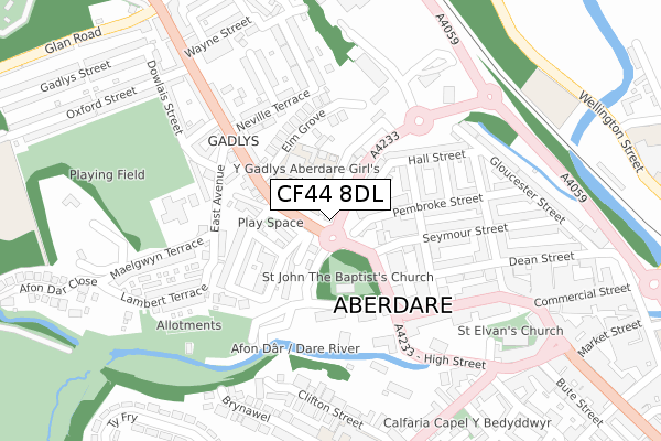 CF44 8DL map - large scale - OS Open Zoomstack (Ordnance Survey)