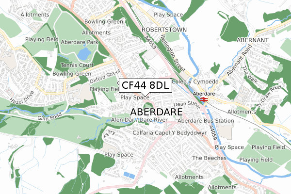 CF44 8DL map - small scale - OS Open Zoomstack (Ordnance Survey)