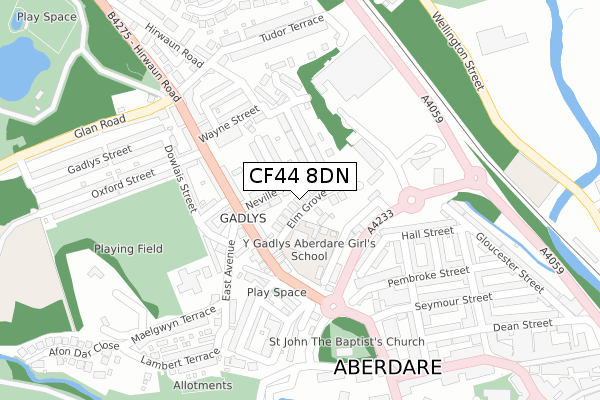 CF44 8DN map - large scale - OS Open Zoomstack (Ordnance Survey)