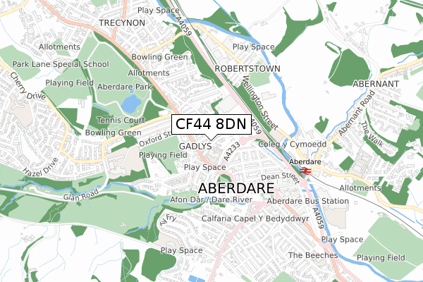 CF44 8DN map - small scale - OS Open Zoomstack (Ordnance Survey)