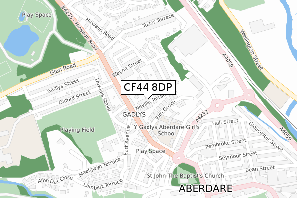 CF44 8DP map - large scale - OS Open Zoomstack (Ordnance Survey)