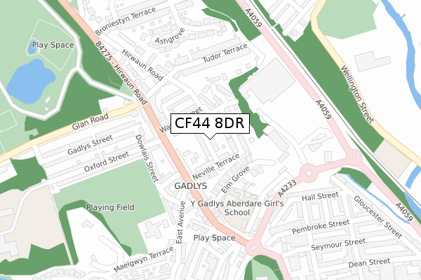 CF44 8DR map - large scale - OS Open Zoomstack (Ordnance Survey)