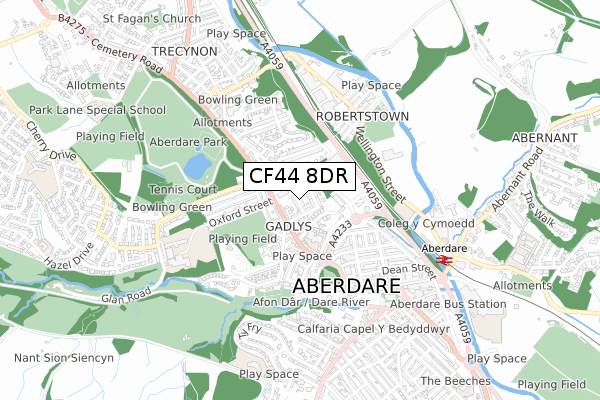 CF44 8DR map - small scale - OS Open Zoomstack (Ordnance Survey)