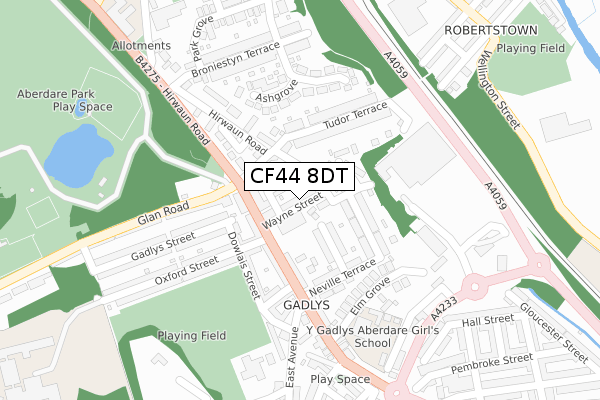 CF44 8DT map - large scale - OS Open Zoomstack (Ordnance Survey)