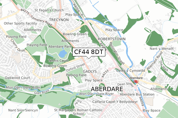 CF44 8DT map - small scale - OS Open Zoomstack (Ordnance Survey)