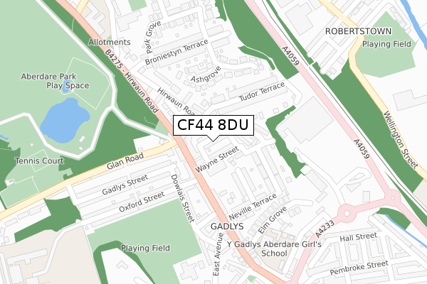 CF44 8DU map - large scale - OS Open Zoomstack (Ordnance Survey)