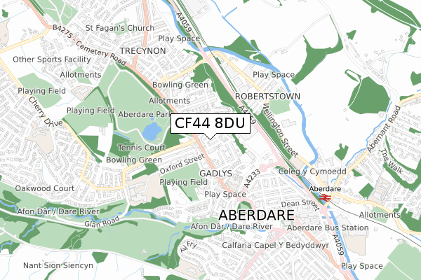 CF44 8DU map - small scale - OS Open Zoomstack (Ordnance Survey)