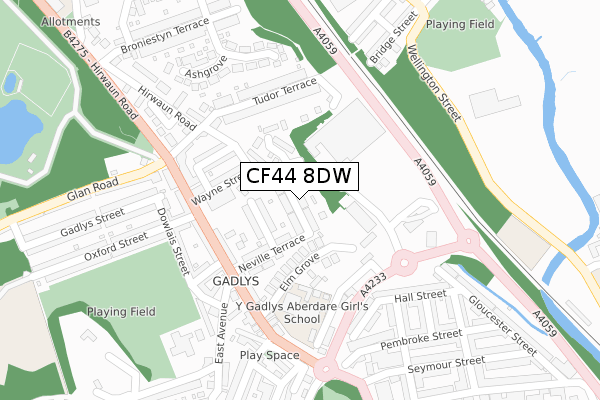 CF44 8DW map - large scale - OS Open Zoomstack (Ordnance Survey)