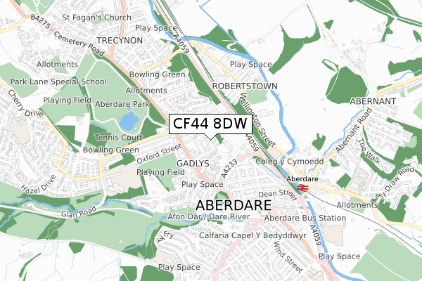 CF44 8DW map - small scale - OS Open Zoomstack (Ordnance Survey)