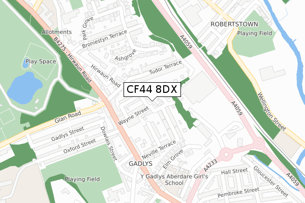 CF44 8DX map - large scale - OS Open Zoomstack (Ordnance Survey)