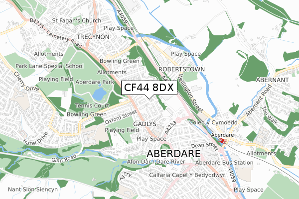 CF44 8DX map - small scale - OS Open Zoomstack (Ordnance Survey)