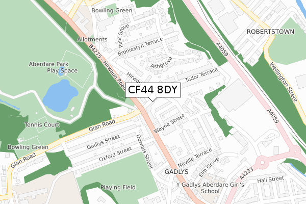 CF44 8DY map - large scale - OS Open Zoomstack (Ordnance Survey)