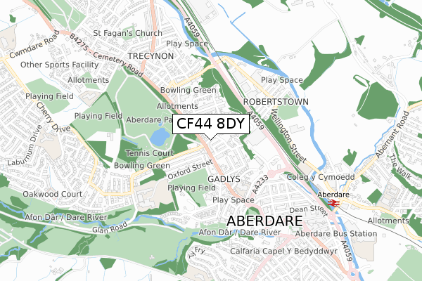 CF44 8DY map - small scale - OS Open Zoomstack (Ordnance Survey)