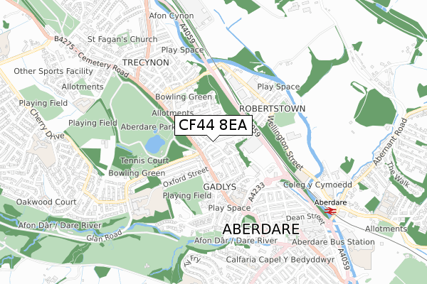 CF44 8EA map - small scale - OS Open Zoomstack (Ordnance Survey)