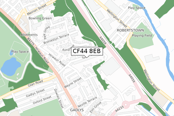 CF44 8EB map - large scale - OS Open Zoomstack (Ordnance Survey)