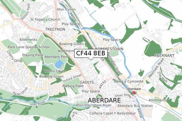 CF44 8EB map - small scale - OS Open Zoomstack (Ordnance Survey)