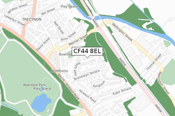 CF44 8EL map - large scale - OS Open Zoomstack (Ordnance Survey)