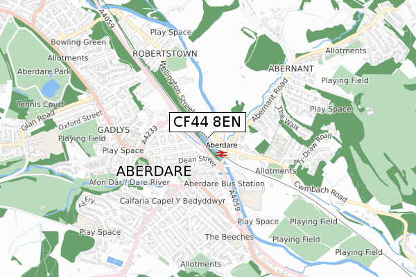 CF44 8EN map - small scale - OS Open Zoomstack (Ordnance Survey)